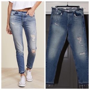 FRAME Le Original Rigid Raw Edge Jeans, Horne